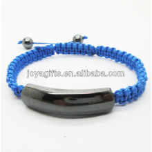 Novo design magnético hematite azul tecido pulseira